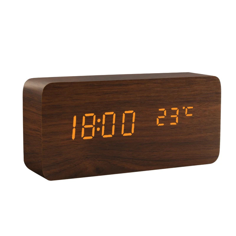 Luxe Wooden LED Alarm Clock