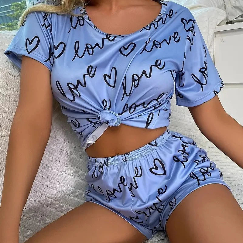 Elegant Short Sleeve Pajama Set