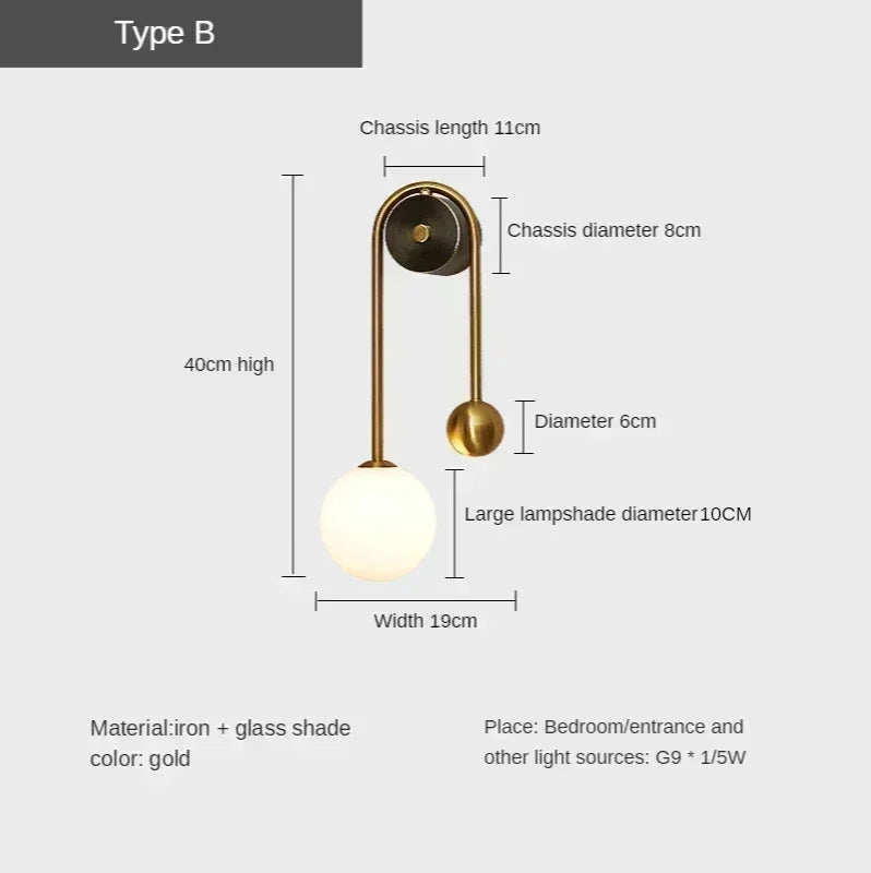 Gold Glass Ball Sconce