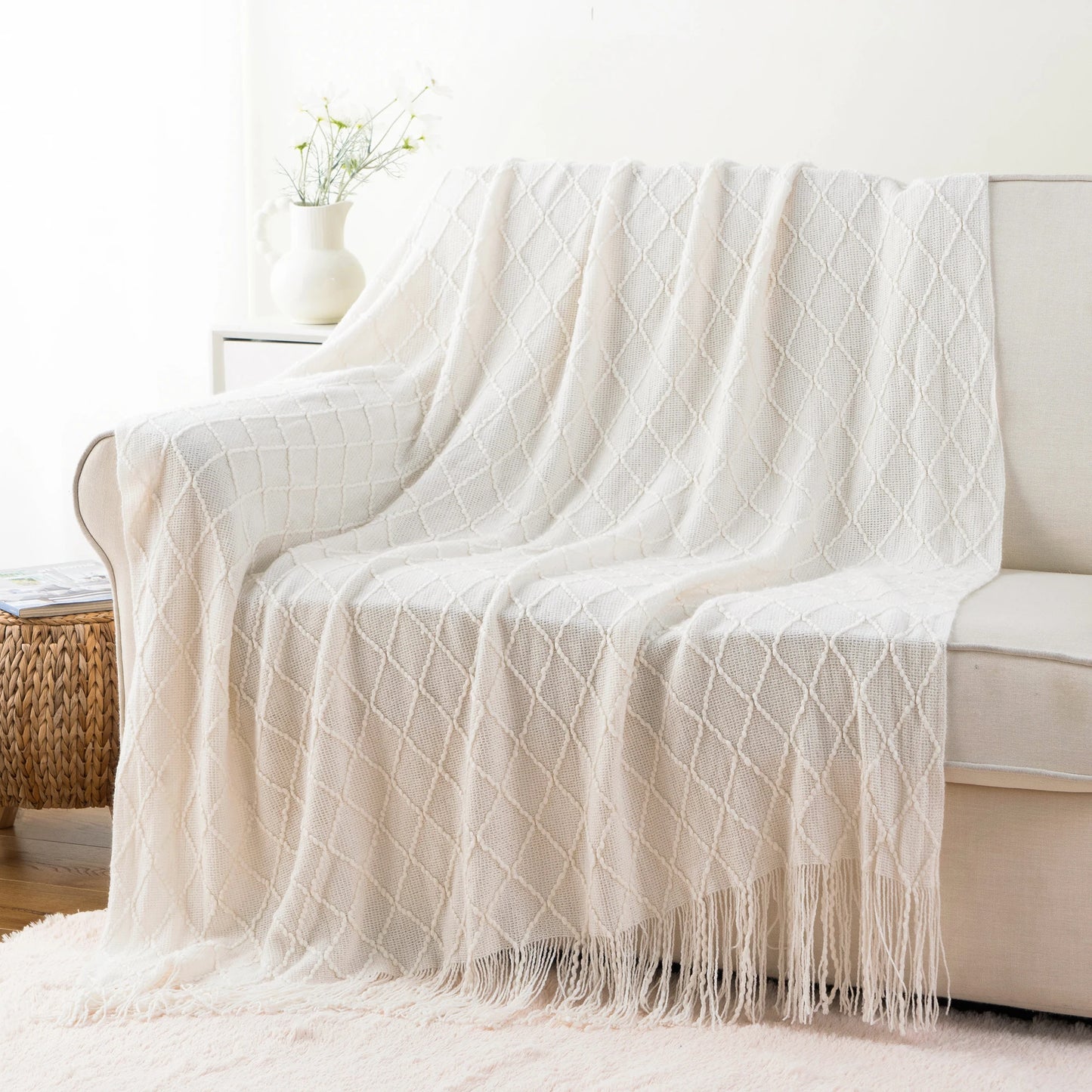 Battilo Plaid Knit Throw