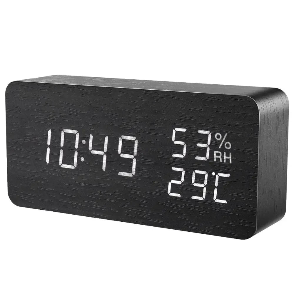 Luxe Wooden LED Alarm Clock