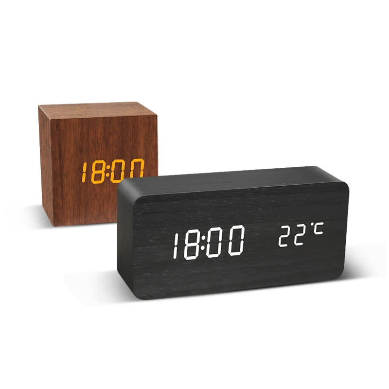 Luxe Wooden LED Alarm Clock