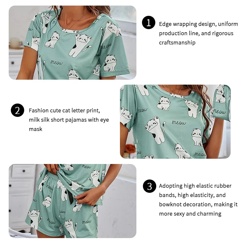 Elegant Short Sleeve Pajama Set